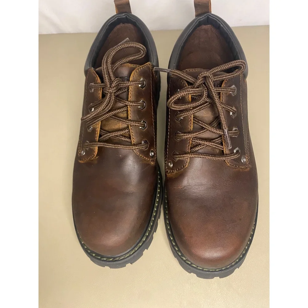 Skechers Mens Brown Leather Tom Cats Boots Utility Shoes Brown 11 Extra Wide